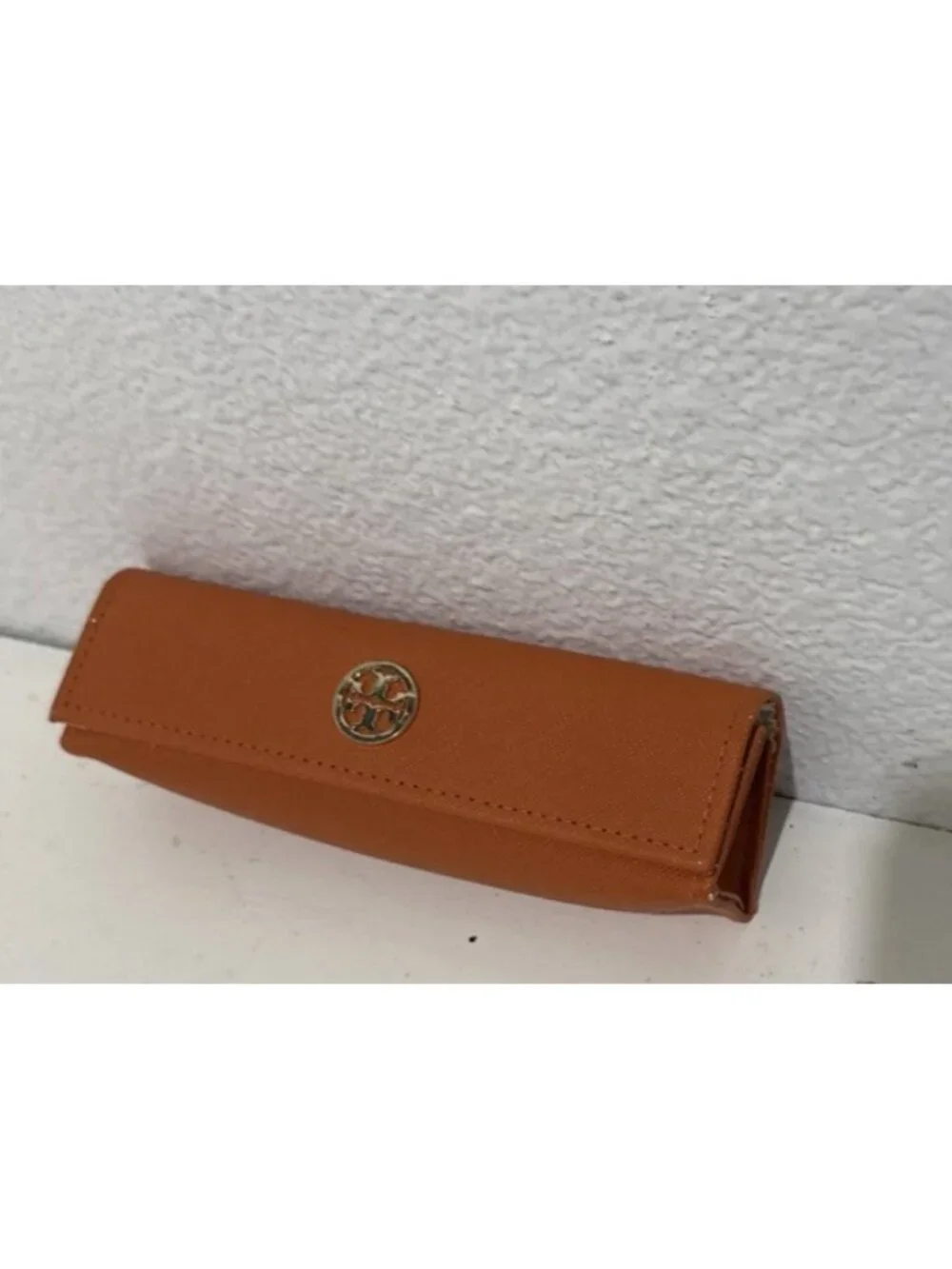 Tory Burch Small Sun Glasses / Eye Glasses Magnetic Thin Case Orange Leather